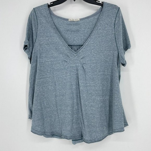We The Free Tops - We The Free Oversized T-Shirt Women's Sz S All You Need Ruched V-Neck Stone Blue